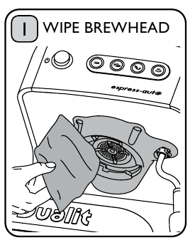 Maak het Brewhead-gebied schoon en vrij van koffiedik