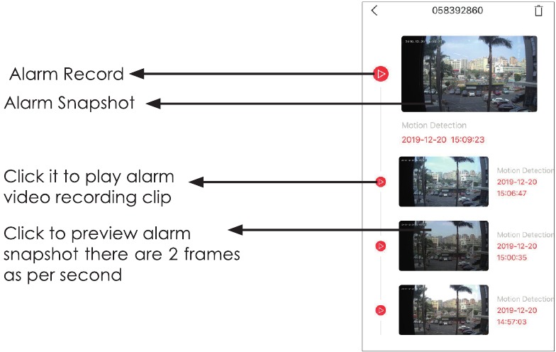 Interface alarm pushmelding en afspelen