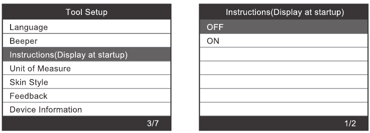 Instructies (Weergave bij opstarten)
