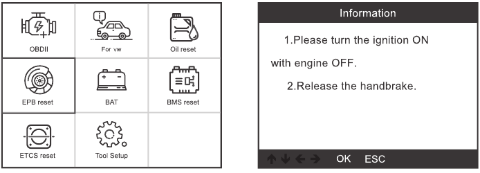 EPB reset - Stap 1