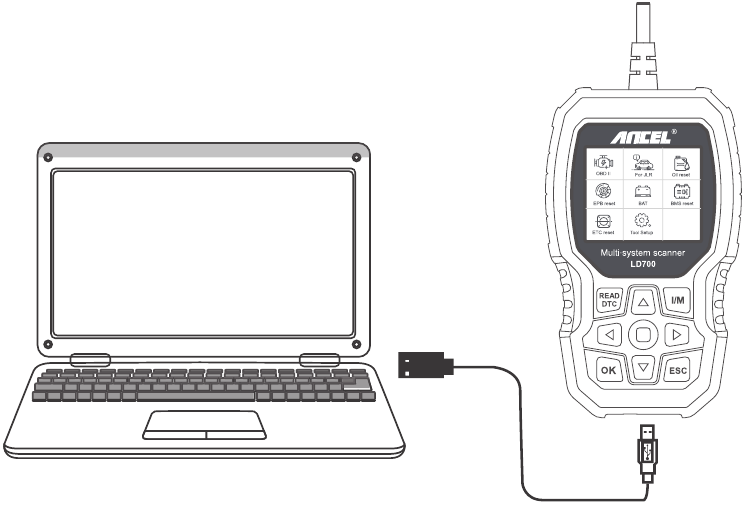 Het apparaat via een USB-kabel aansluiten op de computer
