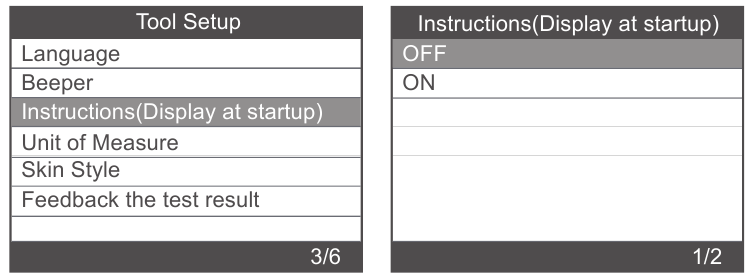 Instructies (Weergave bij opstarten)