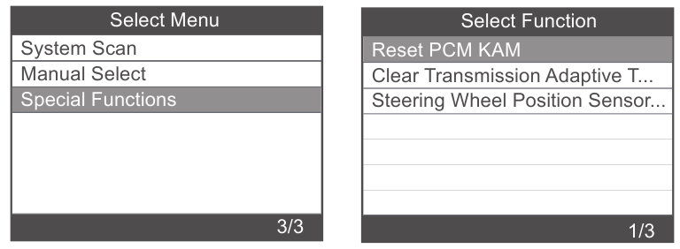 PCM KAM resetten - Stap 1