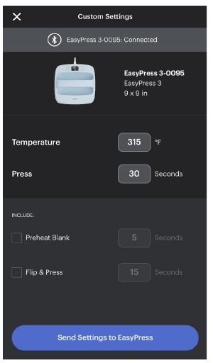 Aangepaste tijd en temperatuur instellen - Stap 2