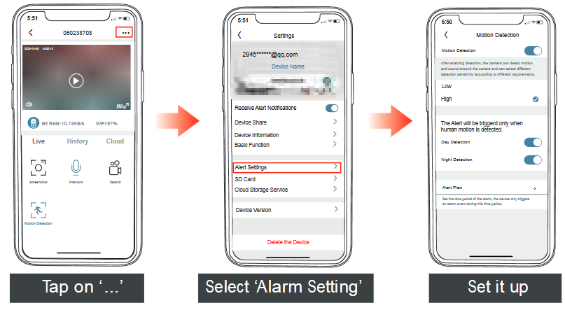 Alarm instellen voor lichaamsdetectie 