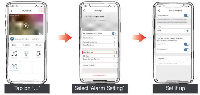Alarm instellen voor lichaamsdetectie