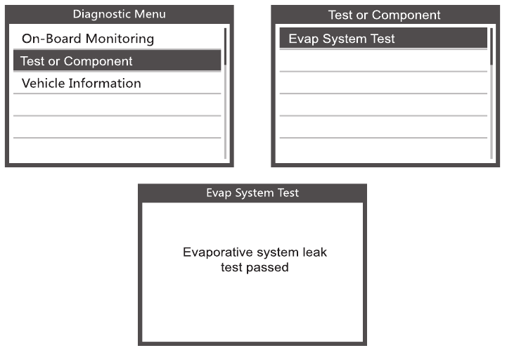 Test of Component (Evap-systeemtest) = Stap 1