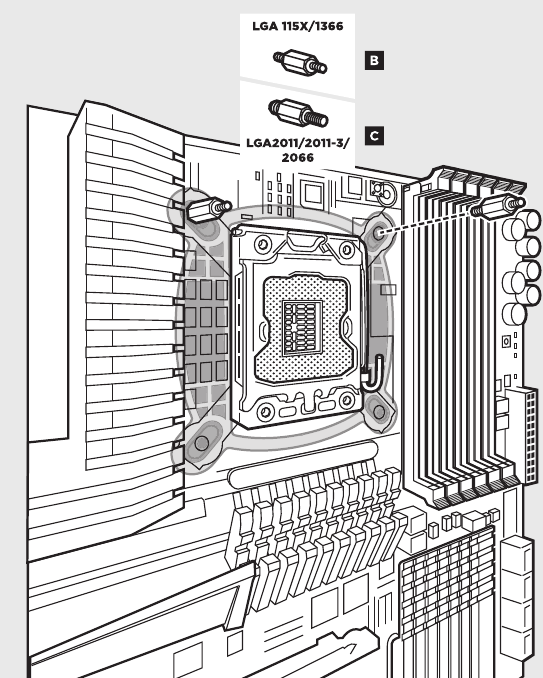 De Intel-afstandsschroeven installeren