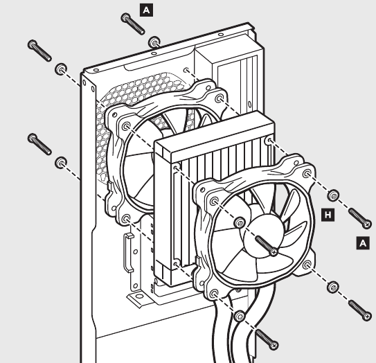 Intel - De ventilatoren en radiator installeren