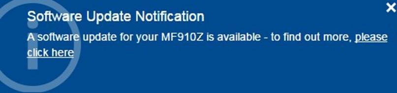 Voorbeeld van een melding over een software-update