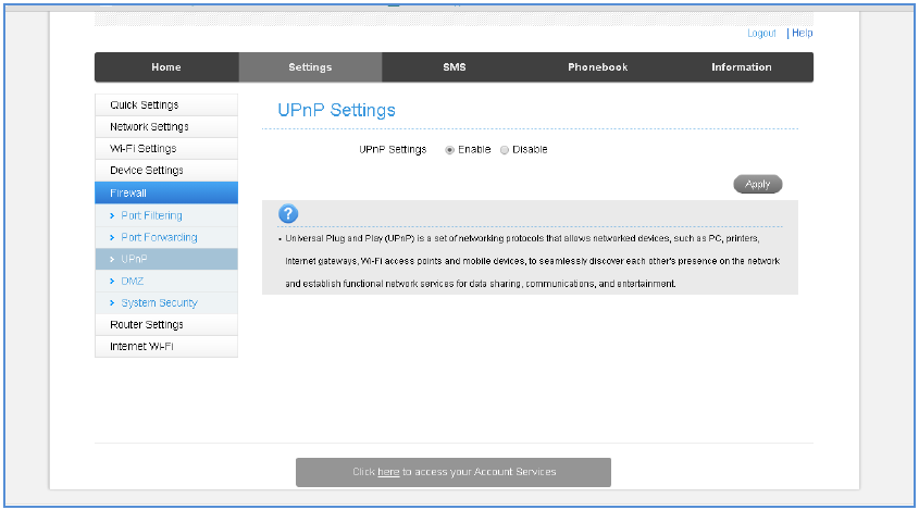 INSTELLINGEN - UPNP-INSTELLINGEN