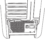 Afbeelding van een pc-voeding in een computerbehuizing