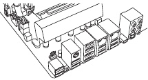 Afbeelding van een 4+4 pins EPS12V connector aangesloten op het moederbord