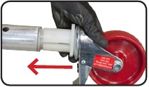 Witte plastic fitting plaatsen in de verticale buis