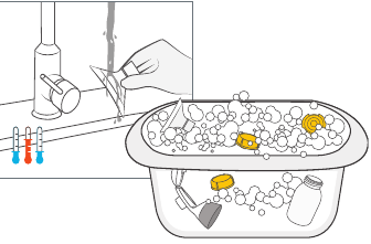 Wassen in een aparte wasbak
