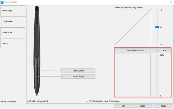 Pen druktest