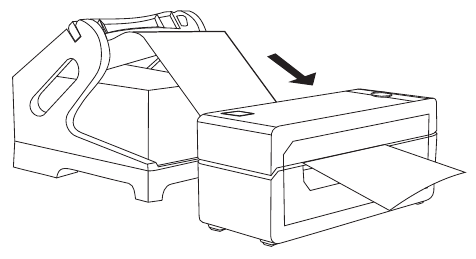 Fan-fold type label laden