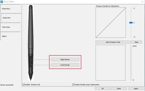 Functie-instelling penknoppen