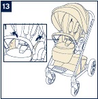 de volledig gemonteerde kinderwagen