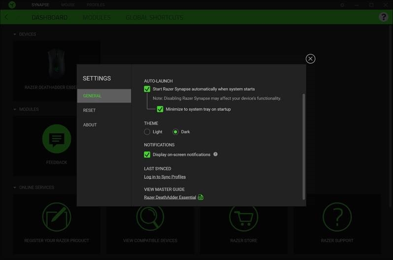 SETTINGS WINDOW