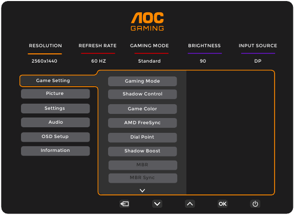OSD-instelling - Game-instelling