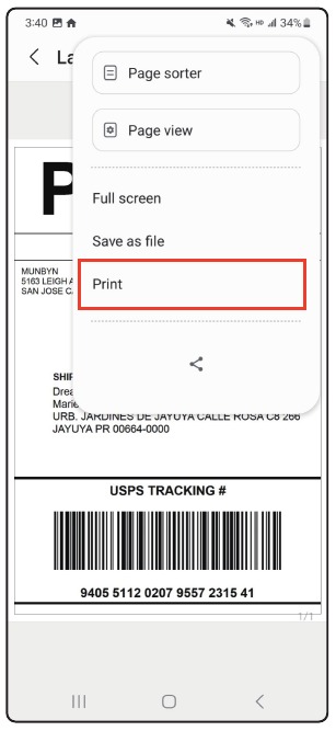 De printer verbinden met de Android - Stap 1