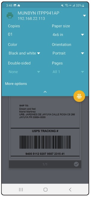 De printer verbinden met de Android - Stap 2