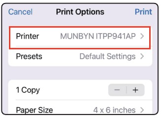 De printer verbinden met de iPhone - Stap 2