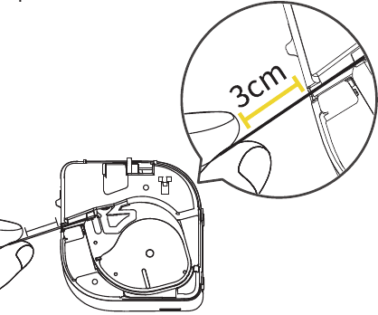 De batterij en de etikettetape installeren - Stap 2
