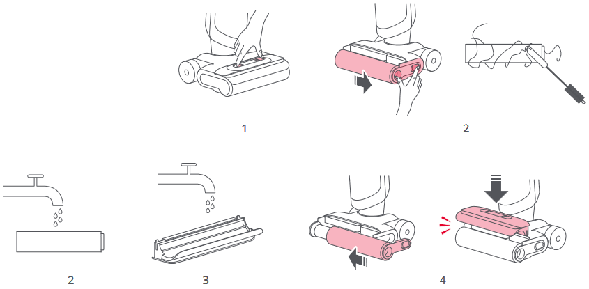 De roller en rollerhoes reinigen