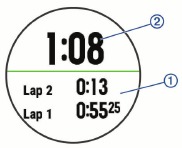 Stopwatch met de opties STOP, LAP en een vinkje om te selecteren