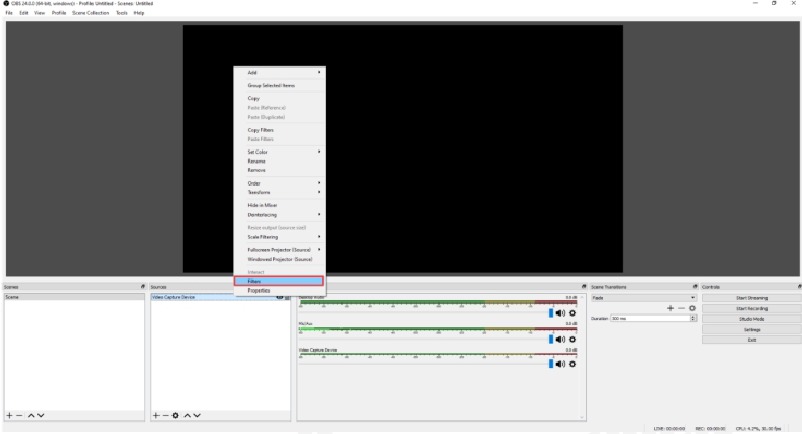 Om de videovertraging in te stellen - Stap 1