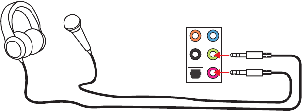 Audio-aansluitingen op hoofdtelefoon- en microfoonaansluiting