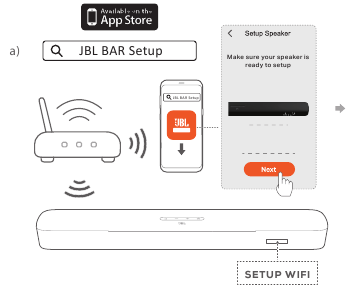 Wifi-installatie via de JBL BAR Setup-app - STAP 1