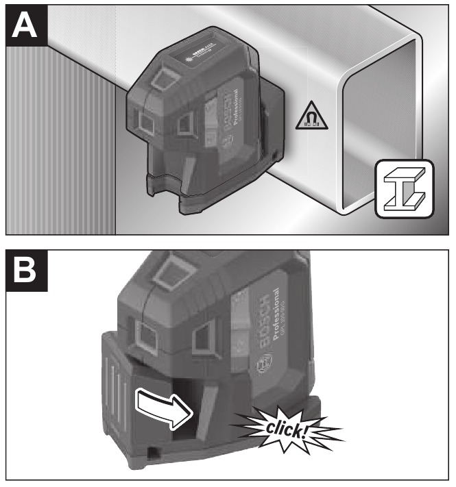 Bevestigen met behulp van de magnetische draaisteun