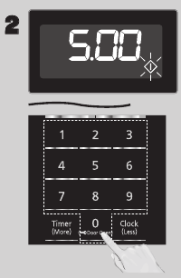 Stel de kooktijd in met behulp van de numerieke toetsen. P10 (HOOG) en P0 (WARMHOUDEN) hebben een maximale kooktijd van 30 minuten. Voor andere vermogensniveaus is de maximale tijd 99 minuten, 99 seconden.