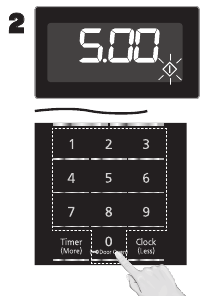 Voeg kooktijd toe door op de numerieke toetsen te drukken. Maximale kooktijd: Magnetron: P10 of P0 tot 30 minuten; andere vermogens tot 99 minuten en 99 seconden.