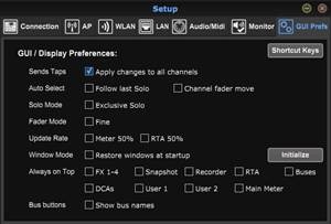 Setup Menu - GUI Preferences Tab