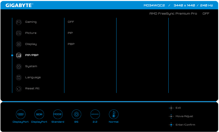 De apparaatinstellingen configureren - PIP/PBP-instellingen