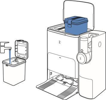 Water toevoegen aan de schoonwatertank