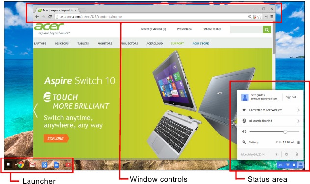 Het Chrome OS-bureaubladoverzicht
