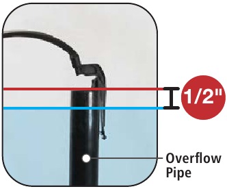 FIJNAFSTELLING VAN HET WATERNIVEAU IN DE TANK - Stap 1