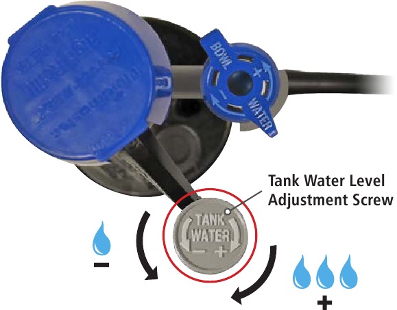 FIJNAFSTELLING VAN HET WATERNIVEAU IN DE TANK - Stap 2