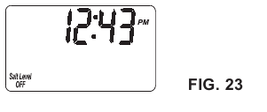 Het display toont 'SALT LEVEL OFF'.