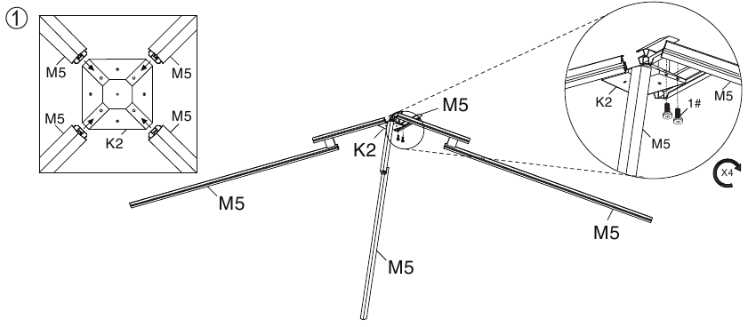 Dakframe opzetten - Stap 1