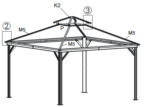 Dakframe opzetten - Stap 2
