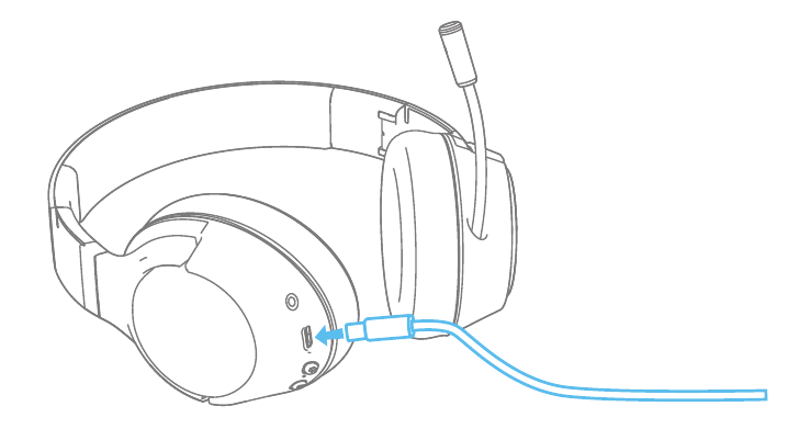 De hoofdtelefoon opladen
