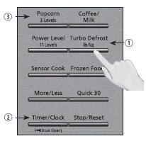 Reactiveren met Turbo Defrost - Timer/Clock - Popcorn of stekker opnieuw insteken