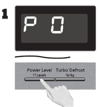 Druk 11 keer op Power Level om P0 (WARM HOUDEN) te selecteren
