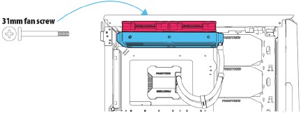 De radiator en ventilatoren monteren - Optie B